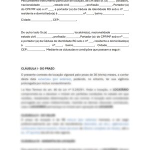 CONTRATO DE LOCAÇÃO PARA IMÓVEL - CASA RESIDENCIAL